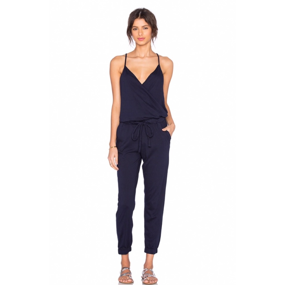 Supreme Jersey Tied Waist V Neck Jumpsuit